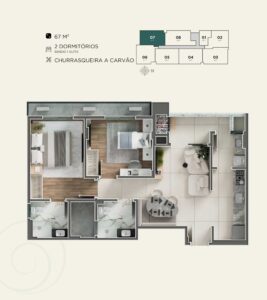 2 Dormitórios - 1 Suíte -07-67m