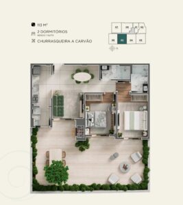 2 Dormitórios - 1 Suíte - Garden-05-113m