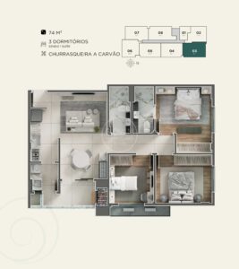 3 Dormitórios - 1 Suíte -03-74m-2100x2362