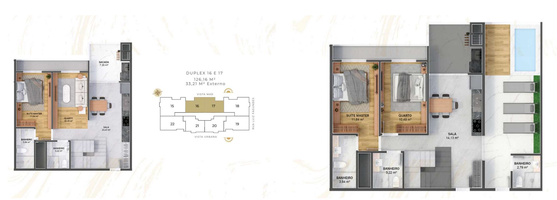 4 Dormitórios 2 Suítes Duplex- Vista Mar 16 17