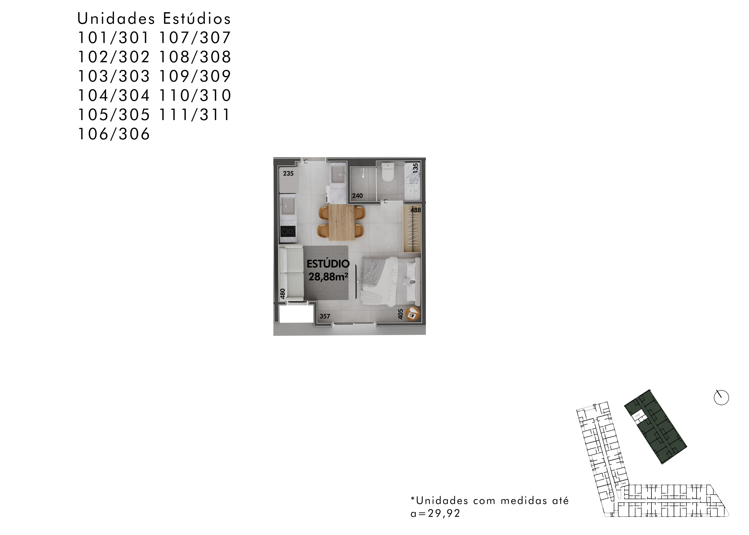 TIPO 07 - 28,88 m²-2450x1750